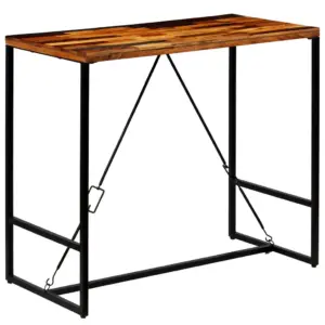 Tööstusliku stiiliga baarilaud taaskasutatud puidust ja terasraamiga, 120 x 60 x 106 cm