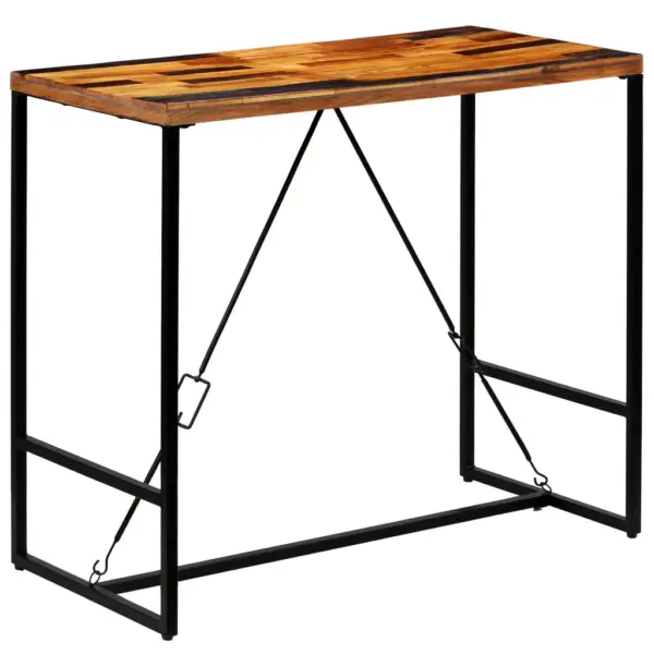 Tööstusliku stiiliga baarilaud taaskasutatud puidust ja terasraamiga, 120 x 60 x 106 cm – 12