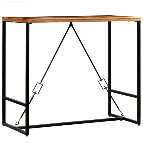 Tööstusliku stiiliga baarilaud taaskasutatud puidust ja terasraamiga, 120 x 60 x 106 cm – 9