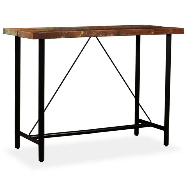Tööstusliku stiiliga baarilaud taaskasutatud puidust ja terasest, 150 x 70 x 107 cm – 11