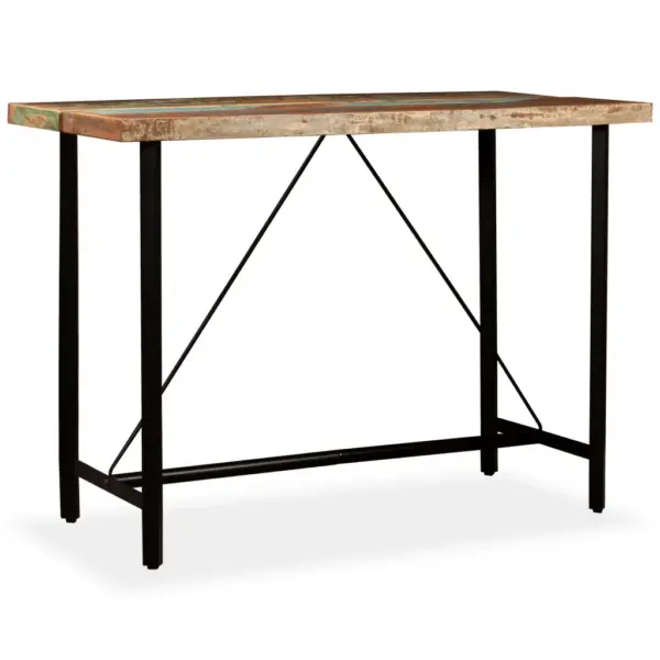 Tööstusliku stiiliga baarilaud taaskasutatud puidust ja terasest, 150 x 70 x 107 cm – 12