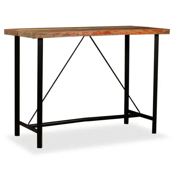Tööstusliku stiiliga baarilaud taaskasutatud puidust ja terasest, 150 x 70 x 107 cm – 9