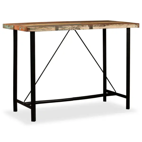 Tööstusliku stiiliga baarilaud taaskasutatud puidust ja terasest, 150 x 70 x 107 cm – 10