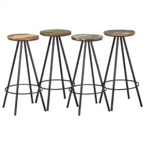 Tööstusliku stiiliga baaripukid, taaskasutatud puit ja teras, 4 tk, 30 x 76 cm