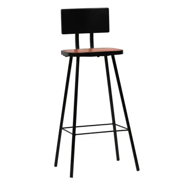 Tööstusliku stiiliga baaritoolid seljatoega, taaskasutatud puit ja terasraam, 4 tk, 45 x 36 x 99 cm – 11