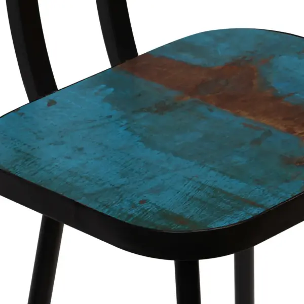 Tööstusliku stiiliga baaritoolid seljatoega, taaskasutatud puit ja terasraam, 4 tk, 45 x 36 x 99 cm – 5