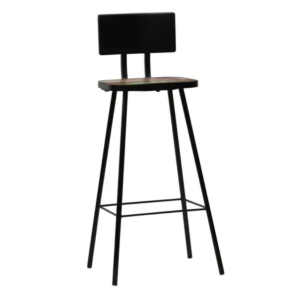 Tööstusliku stiiliga baaritoolid seljatoega, taaskasutatud puit ja terasraam, 4 tk, 45 x 36 x 99 cm – 8