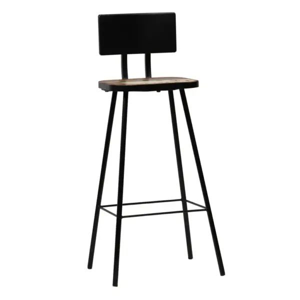 Tööstusliku stiiliga baaritoolid seljatoega, taaskasutatud puit ja terasraam, 4 tk, 45 x 36 x 99 cm – 9