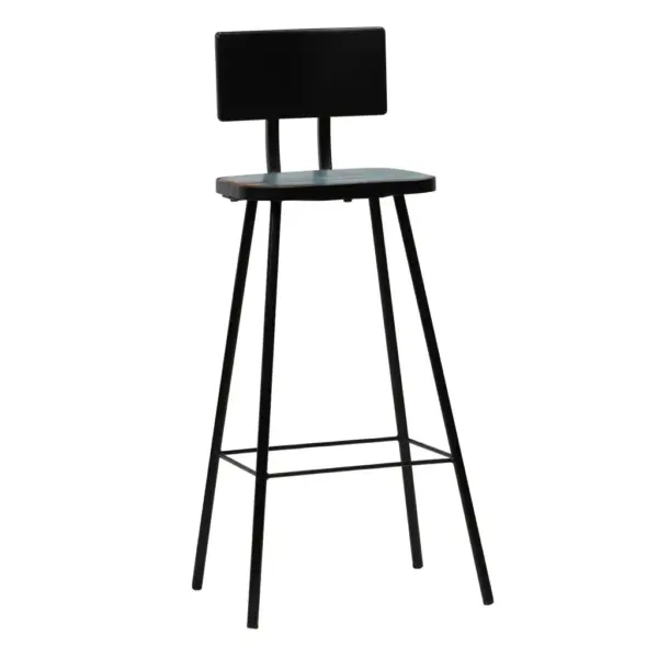 Tööstusliku stiiliga baaritoolid seljatoega, taaskasutatud puit ja terasraam, 4 tk, 45 x 36 x 99 cm – 10