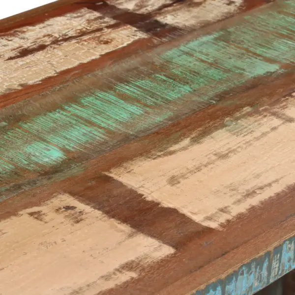 Mitmevärviline taaskasutatud puidust kirjutuslaud 5 sahtli ja kapiga, 140 x 50 x 77 cm – 7