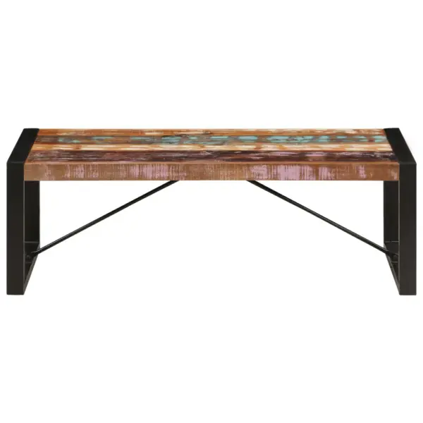 Tööstusliku stiiliga kohvilaud taaskasutatud puidust, 120 x 60 x 40 cm – 2