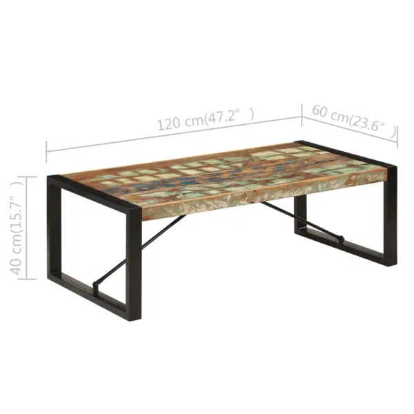 Tööstusliku stiiliga kohvilaud taaskasutatud puidust, 120 x 60 x 40 cm – 6