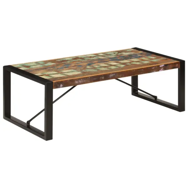 Tööstusliku stiiliga kohvilaud taaskasutatud puidust, 120 x 60 x 40 cm – 7