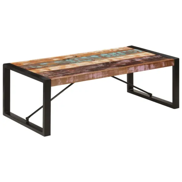 Tööstusliku stiiliga kohvilaud taaskasutatud puidust, 120 x 60 x 40 cm – 9
