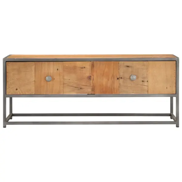 Tööstuslik kohvilaud taaskasutatud puidust, 2 sahtliga, 90 x 50 x 35 cm – 3