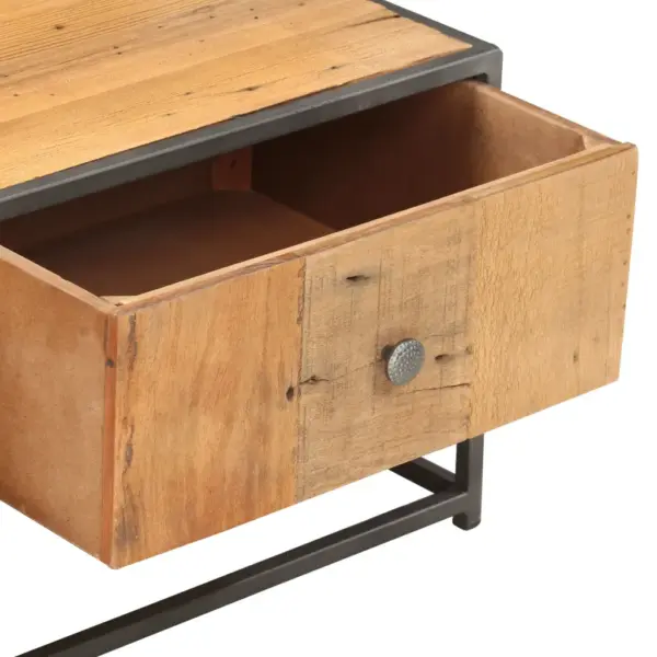 Tööstuslik kohvilaud taaskasutatud puidust, 2 sahtliga, 90 x 50 x 35 cm – 4