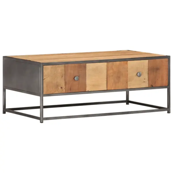Tööstuslik kohvilaud taaskasutatud puidust, 2 sahtliga, 90 x 50 x 35 cm – 10