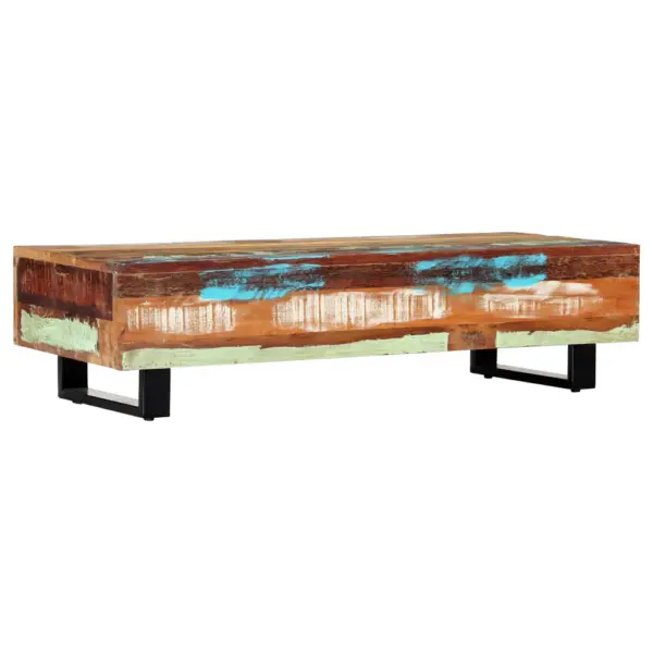 Madala profiiliga kohvilaud taaskasutatud puidust ja terasest, 120 x 50 x 30 cm - 3