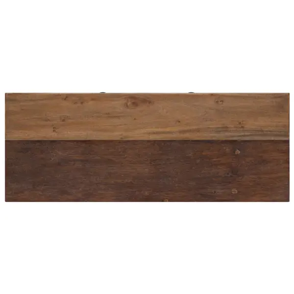 Taaskasutatud segapuidust konsoollaud kahe sahtli ja riiuliga, pruun, 80 x 35 x 80 cm – 8