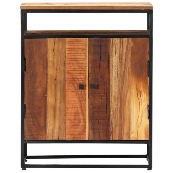 Taaskasutatud puidust kummut terasraamiga, 2 ukse ja riiuliga, 60 x 35 x 76 cm – 3