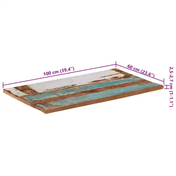 Ristkülikukujuline taaskasutatud täispuidust lauaplaat, mitmevärviline, 100 x 60 cm, 25–27 mm – 11