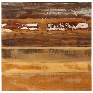 Ruudukujuline taaskasutatud täispuidust lauaplaat, 70 x 70 cm, 15–16 mm, mitmevärviline