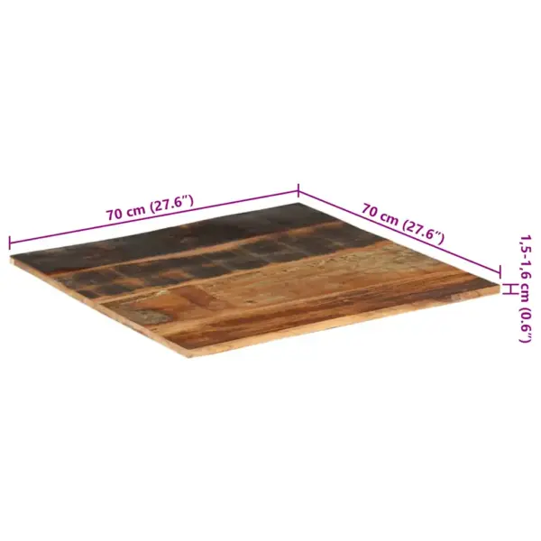 Ruudukujuline taaskasutatud täispuidust lauaplaat, 70 x 70 cm, 15–16 mm, mitmevärviline – 12