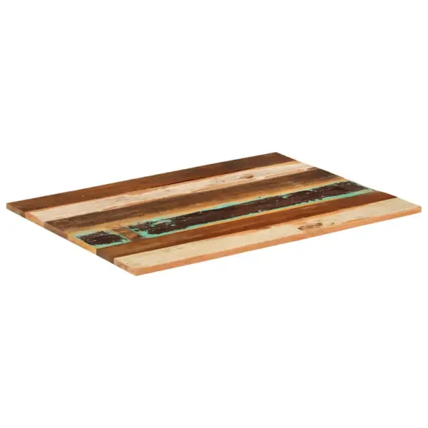 Ristkülikukujuline taaskasutatud puidust lauaplaat, mitmevärviline, 80 x 60 cm, 15–16 mm, kahe puidust tugiliistuga – 5