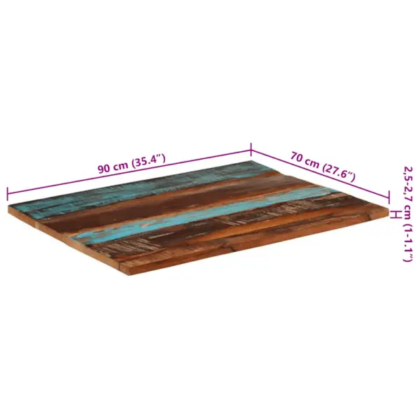 Ristkülikukujuline taaskasutatud puidust lauaplaat, 90 x 70 cm, 25–27 mm – 12