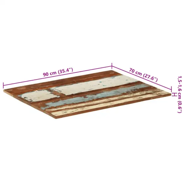 Ristkülikukujuline taaskasutatud täispuidust lauaplaat, 90 x 70 cm, 15–16 mm – 11