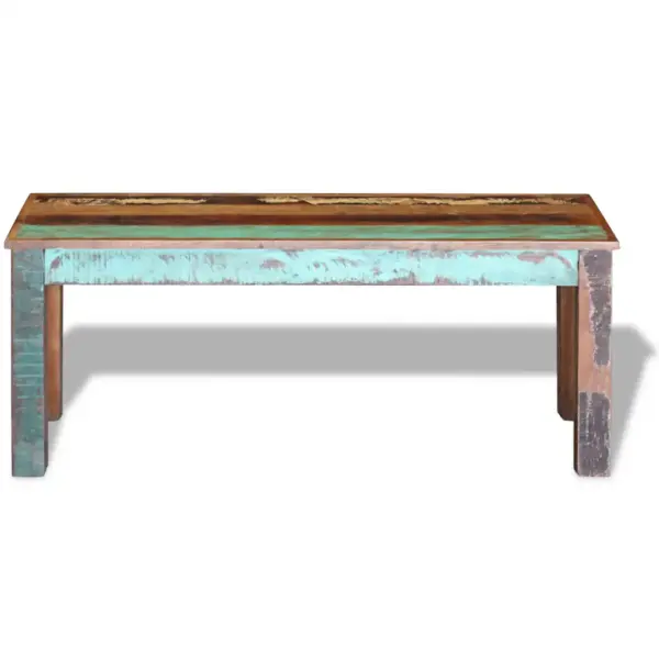 Mitmevärviline taaskasutatud puidust pink, käsitöö, 110 x 35 x 45 cm – 8