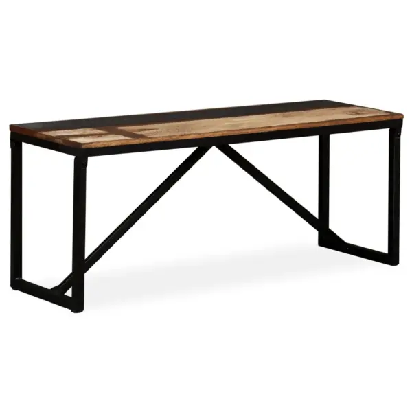 Tööstusliku stiiliga taastatud puidust pink terasest jalgadega, 110 x 35 x 45 cm – 11