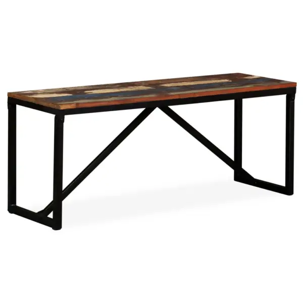 Tööstusliku stiiliga taastatud puidust pink terasest jalgadega, 110 x 35 x 45 cm – 12