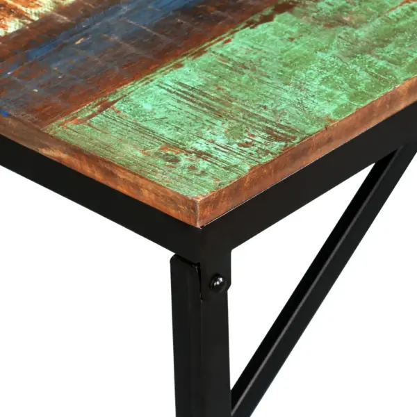 Tööstusliku stiiliga taastatud puidust pink terasest jalgadega, 110 x 35 x 45 cm – 4