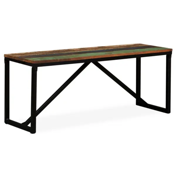 Tööstusliku stiiliga taastatud puidust pink terasest jalgadega, 110 x 35 x 45 cm – 8