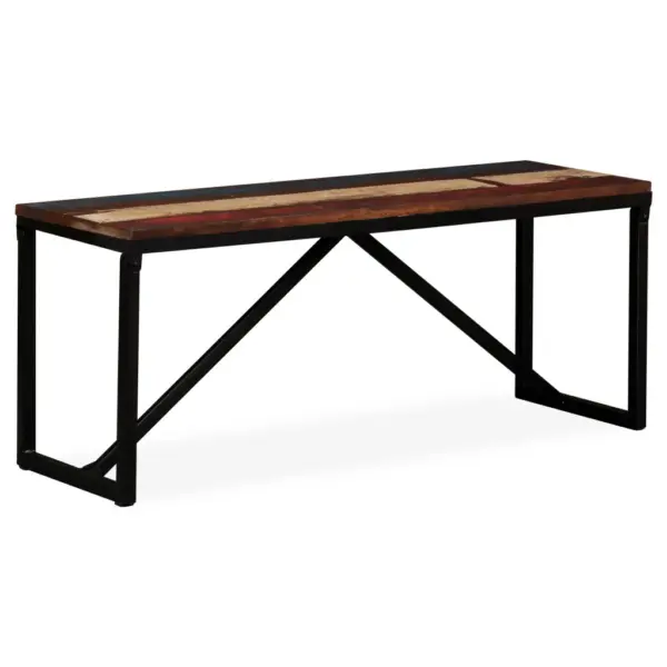 Tööstusliku stiiliga taastatud puidust pink terasest jalgadega, 110 x 35 x 45 cm – 9