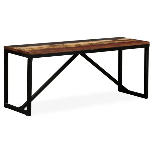 Tööstusliku stiiliga taastatud puidust pink terasest jalgadega, 110 x 35 x 45 cm – 10