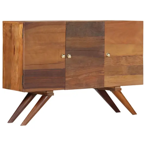 Pruun taaskasutatud puidust puhvetkapp, lihvitud, värvitud ja lakitud, 110 x 30 x 75 cm – 11