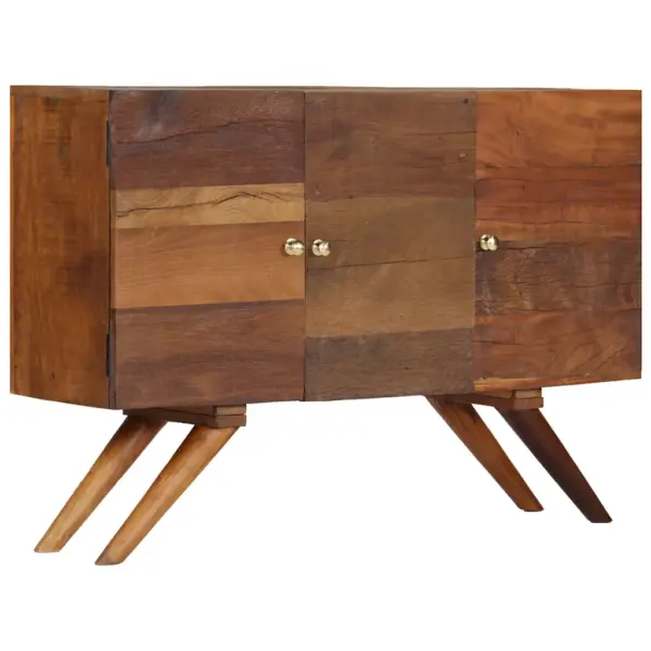 Pruun taaskasutatud puidust puhvetkapp, lihvitud, värvitud ja lakitud, 110 x 30 x 75 cm – 12