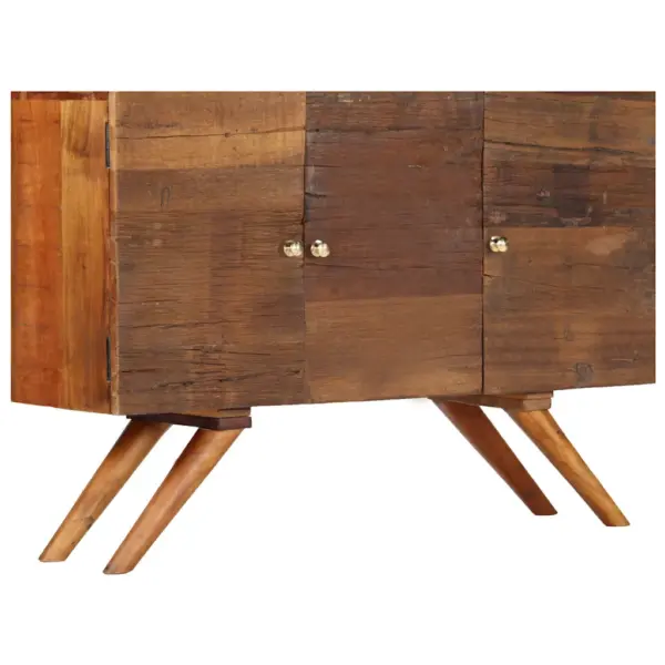 Pruun taaskasutatud puidust puhvetkapp, lihvitud, värvitud ja lakitud, 110 x 30 x 75 cm – 13