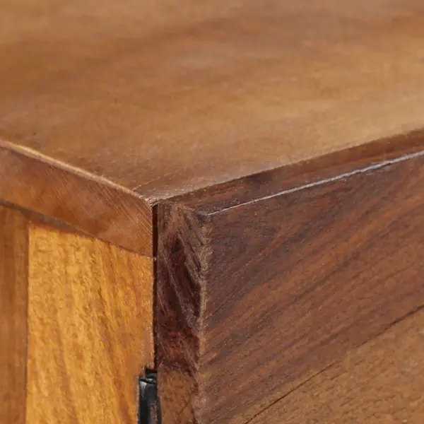Pruun taaskasutatud puidust puhvetkapp, lihvitud, värvitud ja lakitud, 110 x 30 x 75 cm – 6