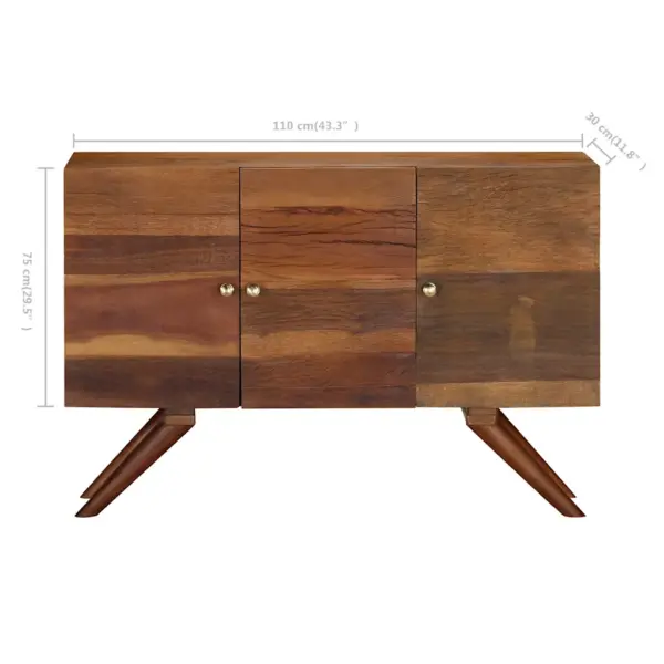 Pruun taaskasutatud puidust puhvetkapp, lihvitud, värvitud ja lakitud, 110 x 30 x 75 cm – 9