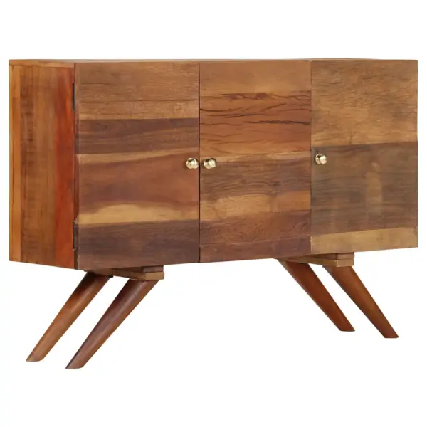 Pruun taaskasutatud puidust puhvetkapp, lihvitud, värvitud ja lakitud, 110 x 30 x 75 cm – 10