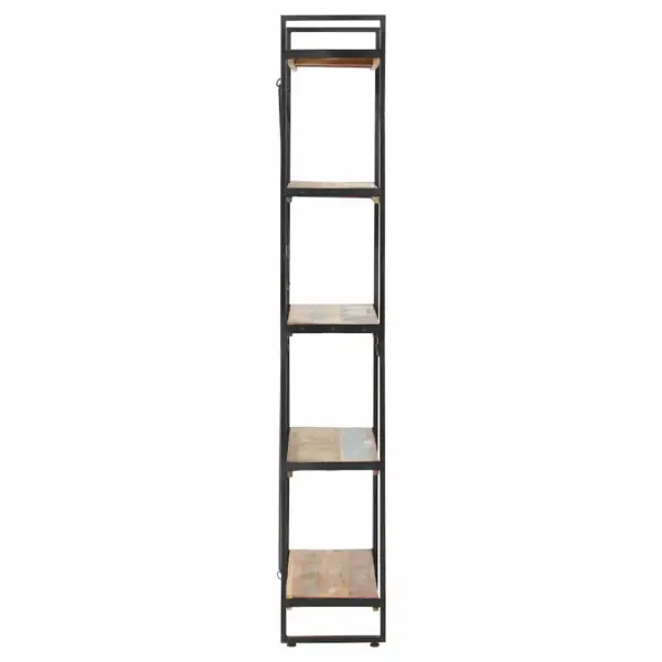 Industriaalstiilis 5 riiuliga raamaturiiul taaskasutatud puidust ja terasest, 140 x 30 x 180 cm - 3
