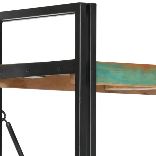 Industriaalne raamaturiiul 5 riiuliga, taaskasutatud puit ja teras, 60 x 30 x 180 cm - 4