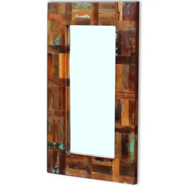 Mitmevärvilise taaskasutatud puidust raamiga peegel, 50 x 80 cm – 2