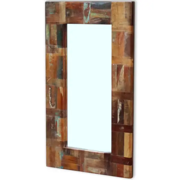 Mitmevärvilise taaskasutatud puidust raamiga peegel, 50 x 80 cm – 3