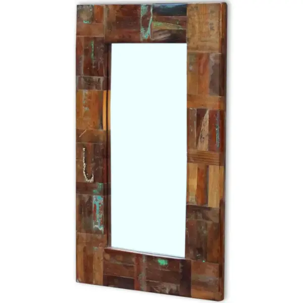 Mitmevärvilise taaskasutatud puidust raamiga peegel, 50 x 80 cm – 4