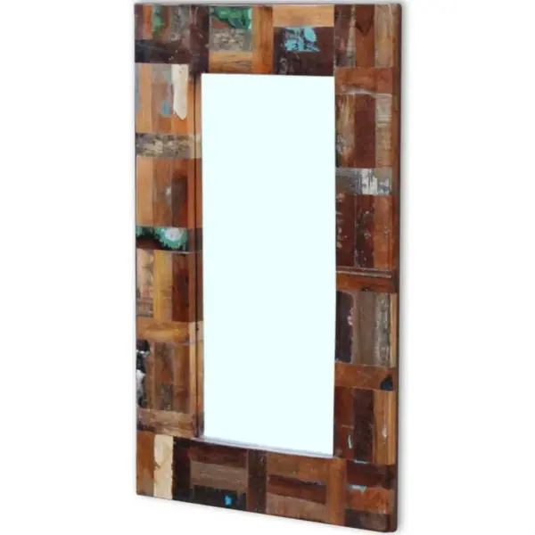 Mitmevärvilise taaskasutatud puidust raamiga peegel, 50 x 80 cm – 5