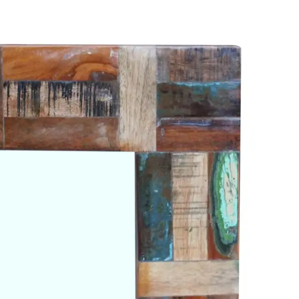 Mitmevärvilise taaskasutatud puidust raamiga peegel, 50 x 80 cm – 7